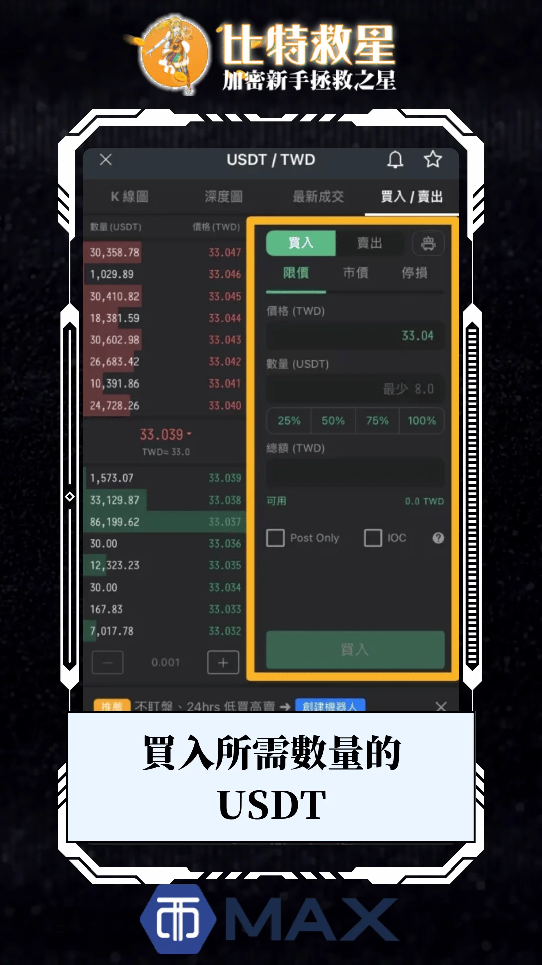 五、買入所需數量的 USDT