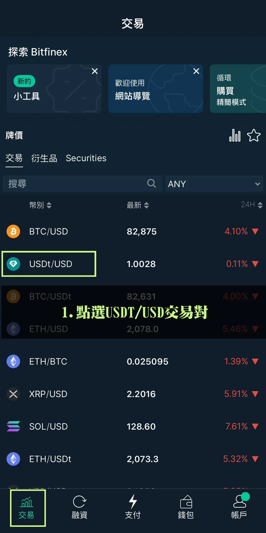 Bitfinex放貸教學,低風險高收益率的被動收入技巧! 19 點選USDT/USD交易對
