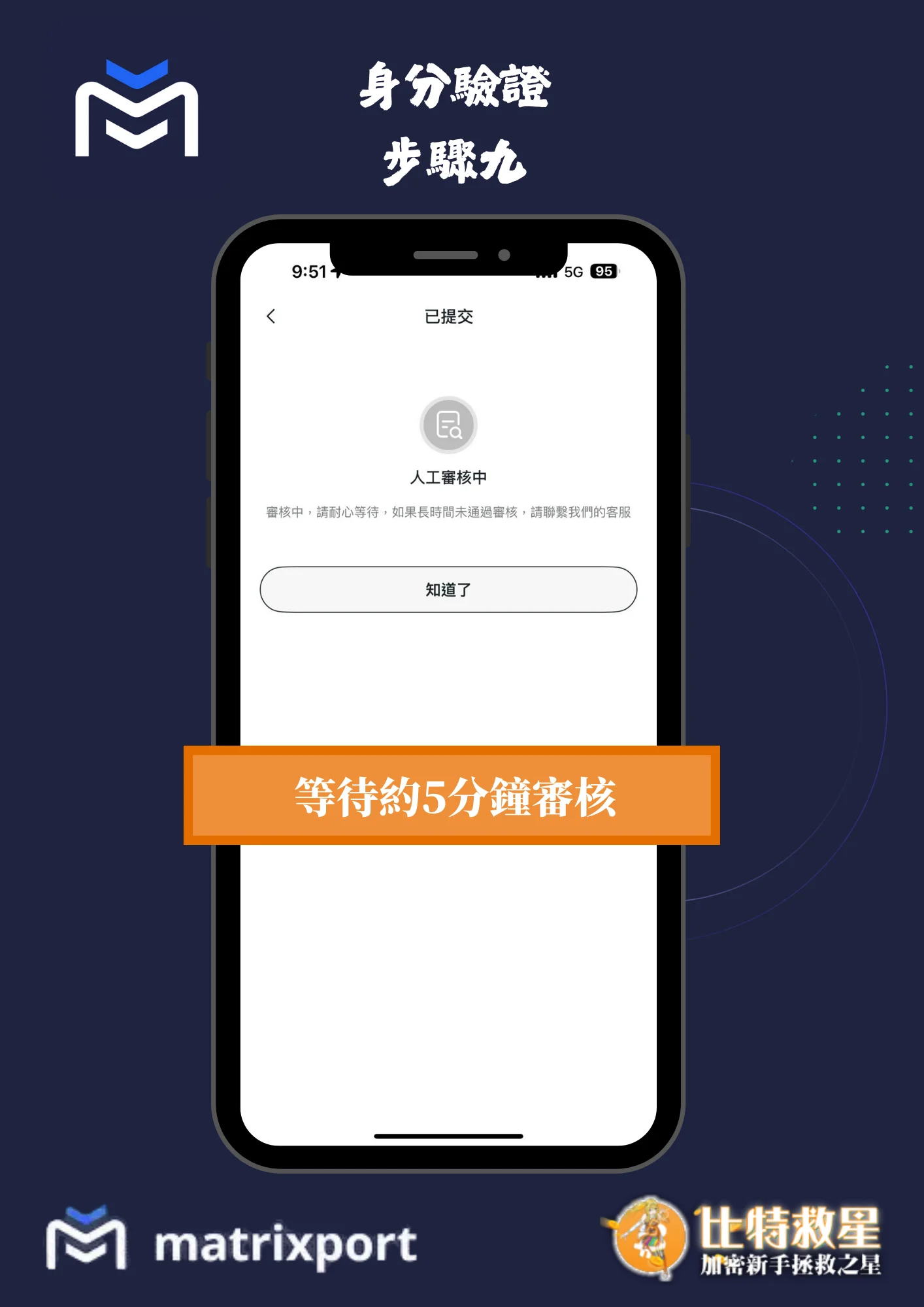 身分驗證步驟九-等待約5分鐘審核