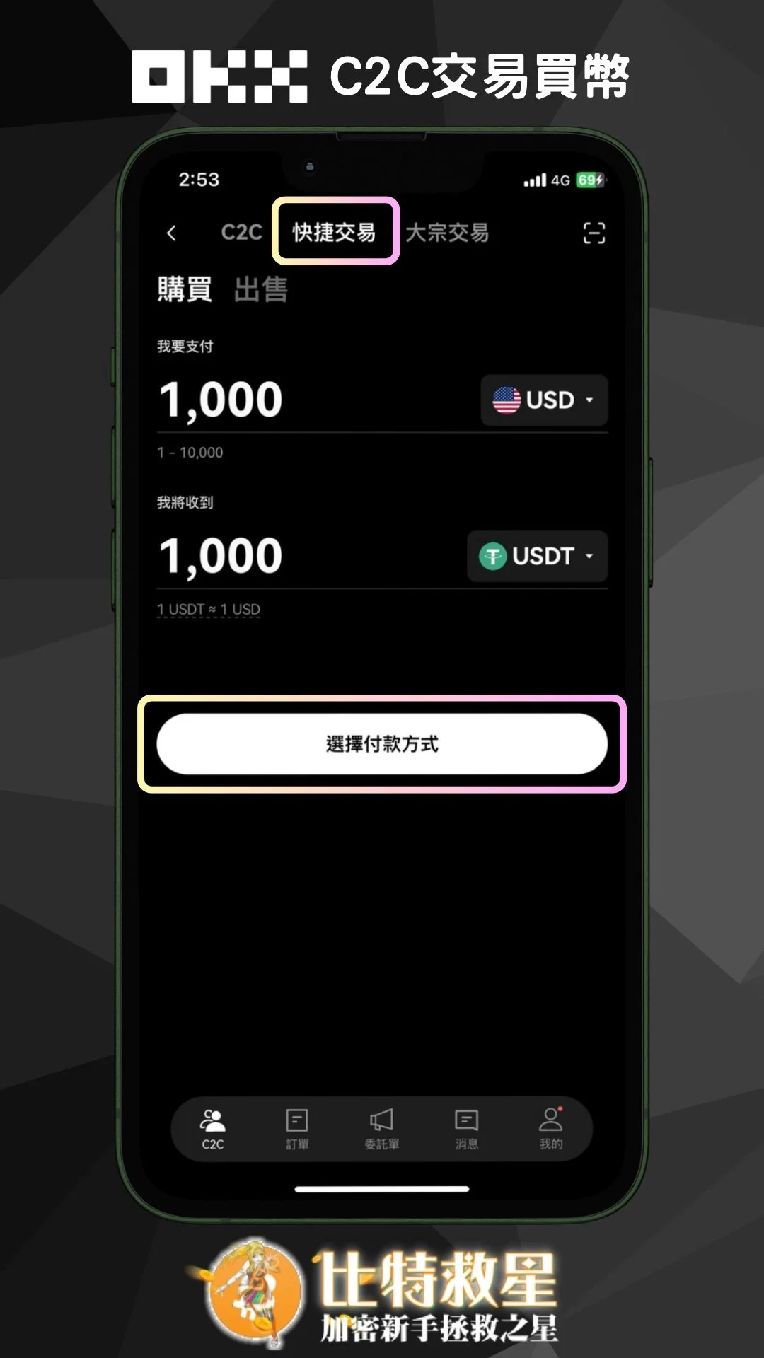 步驟一、快捷交易，輸入金額或數量
