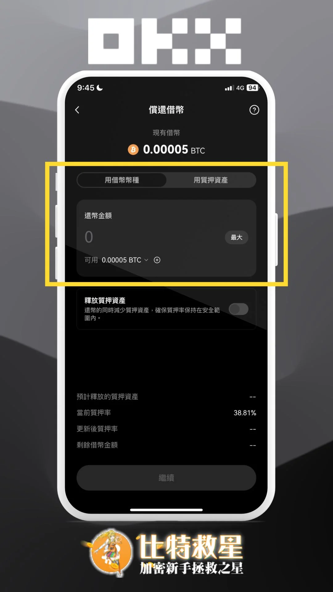 步驟三、輸入還款金額