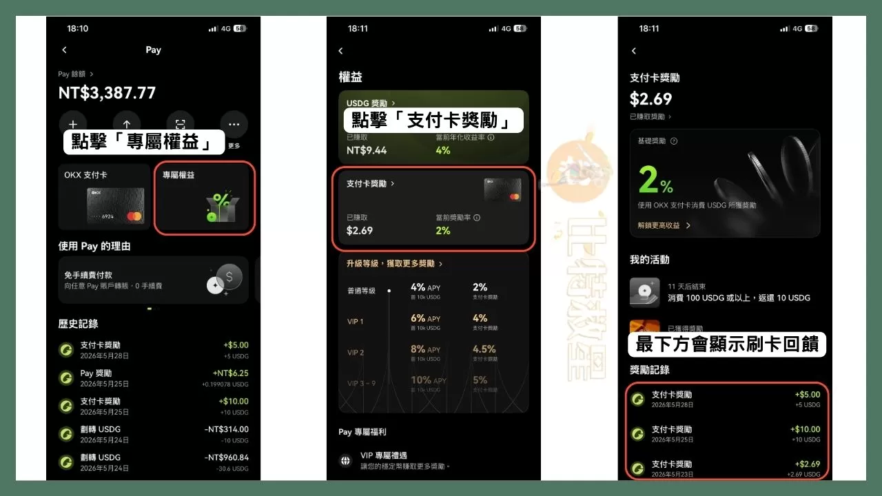 OKX支付卡是什麼?享5%回饋跟10%活存的虛擬貨幣卡! 13 查詢OKX支付卡的回饋紀錄