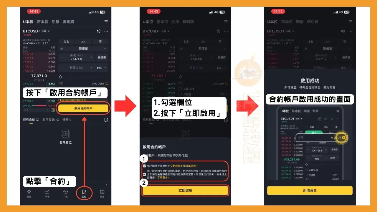 幣安合約教學:用一篇文搞懂操作介面與止盈止損等合約功能 3 啟用合約帳戶