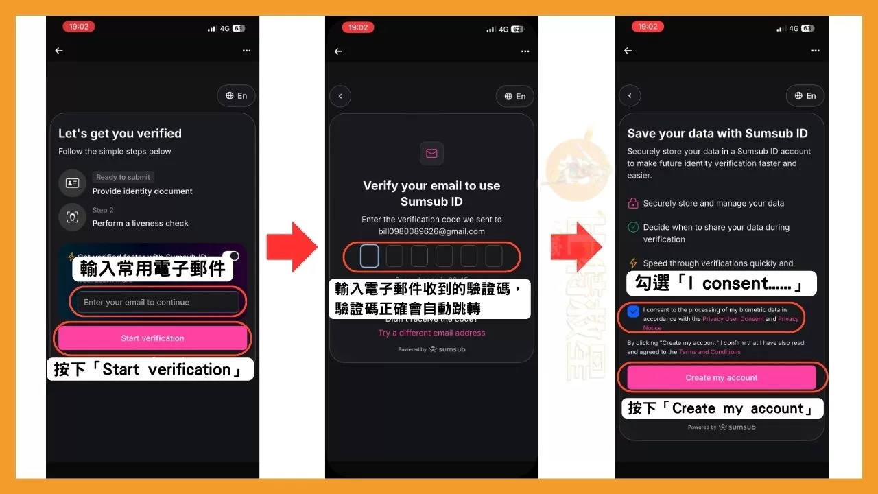 Bitget卡是什麼?可享20%刷卡回饋的加密貨幣信用卡! 5 在Sumsub驗證電子郵件