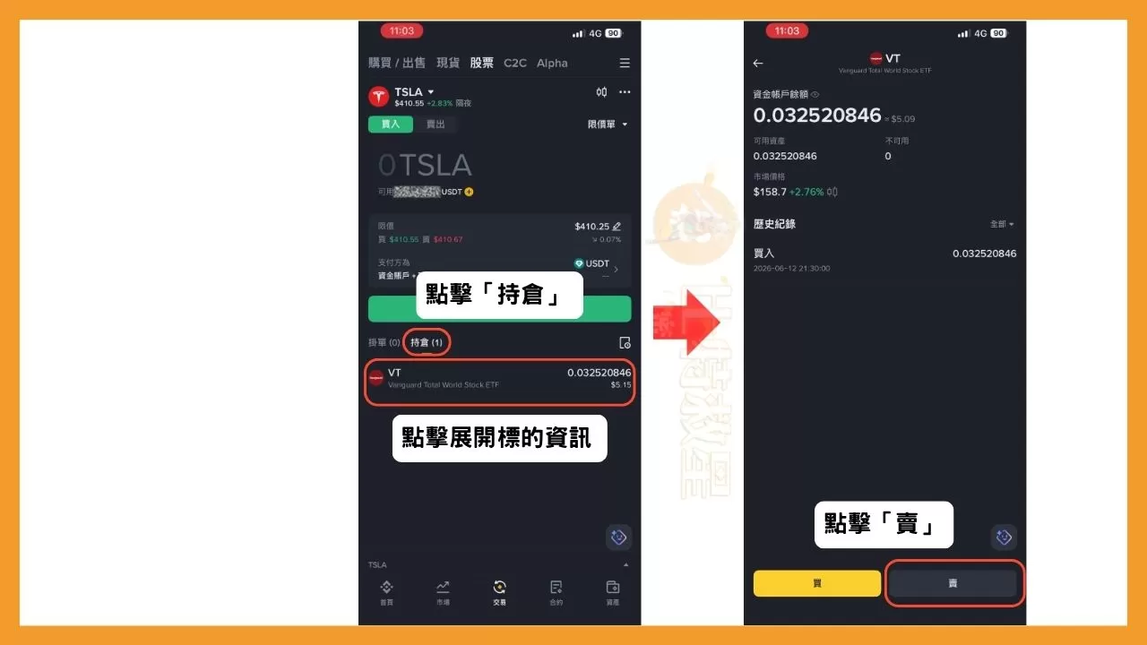 幣安美股怎麼買?有手續費嗎?詳解用百元買美股領股息的方法 8 打開賣出介面